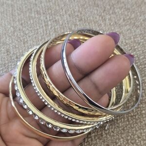 Macy's Elegant Gold Silver Bangle Set Women New
